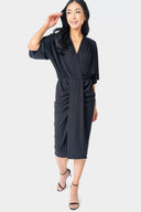 Jennifer Drape Front Luxe Knit Dress - Black