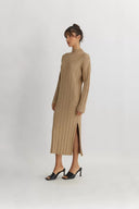 Marie Tan Turtleneck Sweater Dress