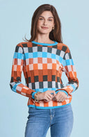 Stepped Pattern Crewneck Sweater