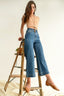 Medium Wash High Rise Ankle Wide Leg Jeans