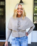 Cape Detail Button Front Cardigan – Taupe Ellison