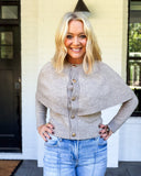 Cape Detail Button Front Cardigan – Taupe Ellison