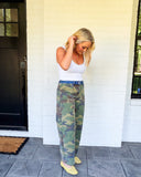 Off the Radar Camo Barrel Jeans by Risen Risen