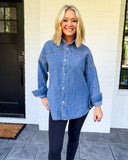 Denim With an Edge Studded Button Down Mustard Seed