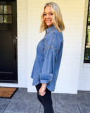Denim With an Edge Studded Button Down Mustard Seed
