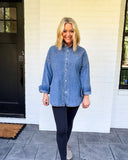 Denim With an Edge Studded Button Down Mustard Seed