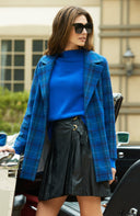 Sapphire Blue Plaid Coat Jacket