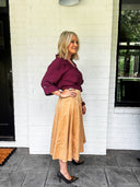 The Soft Landing Suede Midi Skirt Mustard Seed