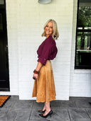 The Soft Landing Suede Midi Skirt Mustard Seed