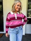 The Good Sport Striped Polo Sweater Entro
