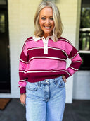 The Good Sport Striped Polo Sweater Entro