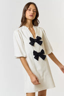 Linen Front Bow Shift Dress