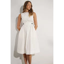 Button Waist Cotton Pleated Dress