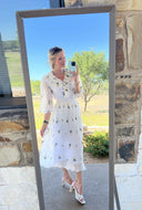 Blanche Midi Dress - White Daisy