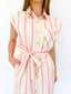 Neon Stripes Midi Dress - Pink or Green