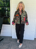 The Wild Rank Camo Ruffle Collar Jacket Camel Threads