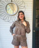Sweet Edge Faux Leather Lace Top Ellison