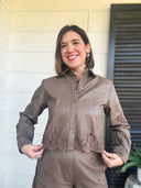 Sweet Edge Faux Leather Lace Top Ellison