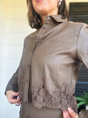 Sweet Edge Faux Leather Lace Top Ellison