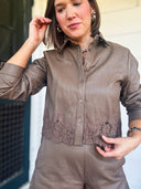 Sweet Edge Faux Leather Lace Top Ellison