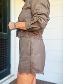 Sweet Edge Faux Leather Lace Shorts Ellison