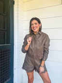 Sweet Edge Faux Leather Lace Top Ellison