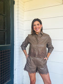 Sweet Edge Faux Leather Lace Shorts Ellison