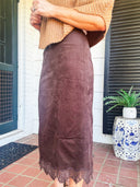 Modern Romance Lace Trim Midi Skirt – Chocolate Mustard Seed