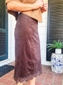 Modern Romance Lace Trim Midi Skirt – Chocolate Mustard Seed