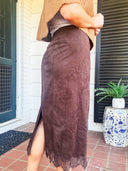 Modern Romance Lace Trim Midi Skirt – Chocolate Mustard Seed