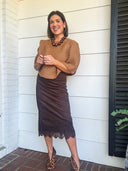 Modern Romance Lace Trim Midi Skirt – Chocolate Mustard Seed