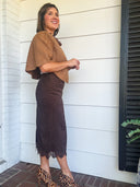 Modern Romance Lace Trim Midi Skirt – Chocolate Mustard Seed