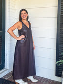 The Burgundy Edit Faux Leather Midi Dress Lalavon