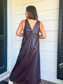 The Burgundy Edit Faux Leather Midi Dress Lalavon