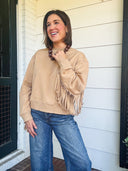 On the Fringe Crewneck Sweatshirt – Camel Lalavon