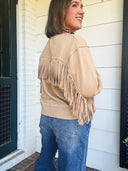 On the Fringe Crewneck Sweatshirt – Camel Lalavon