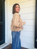On the Fringe Crewneck Sweatshirt – Camel Lalavon