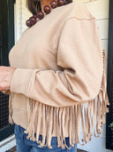 On the Fringe Crewneck Sweatshirt – Camel Lalavon