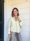 Fresh Perspective Relaxed Button Down Shirt – Light Green Lalavon