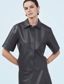 Vegan Leather Boxy Top