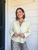 Fresh Perspective Relaxed Button Down Shirt – Light Green Lalavon