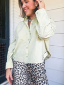 Fresh Perspective Relaxed Button Down Shirt – Light Green Lalavon