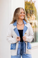 The Everlyn Denim-Mix Cardigan Jacket Veveret