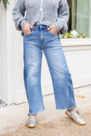 Contrast Wash Barrel Jeans Anniewear