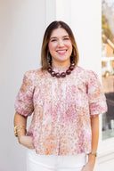 The Blush Drift Animal Print Top Entro