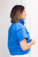 The Cerulean Ease Button-Down Top Entro