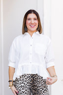 The Soft Structure Peplum Button-Down Entro