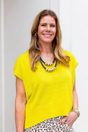 Chartreuse Ease Knit Top Entro