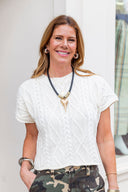 Ivory Harbor Cable Knit Top Entro