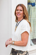 Ivory Harbor Cable Knit Top Entro